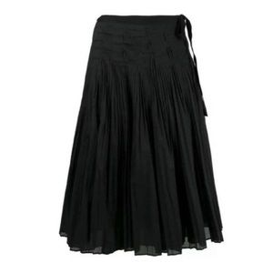 Tory Burch PLEATED TIE-WRAP SKIRT Black Sz 4 NWOT
